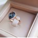 Δαχτυλίδι από ροζ χρυσό Κ18 με διαμάντια και London Blue Topaz